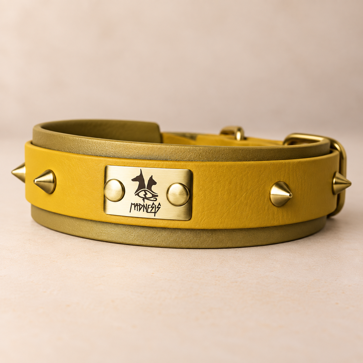 Spicy Talisman – Collier pour chien en Biothane® – Jaune moutarde & Or – L 45/55 cm
