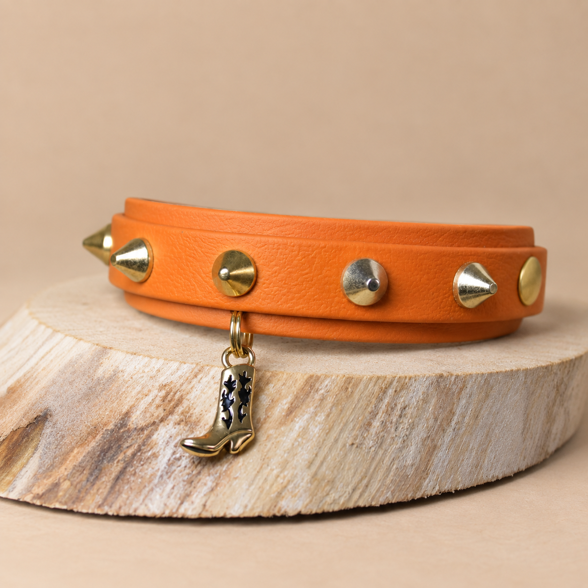 Mini Collier à clous plats – Collier pour chien en Biothane® – Boucle 16 mm – Orange Butternut – XS 25/35 cm