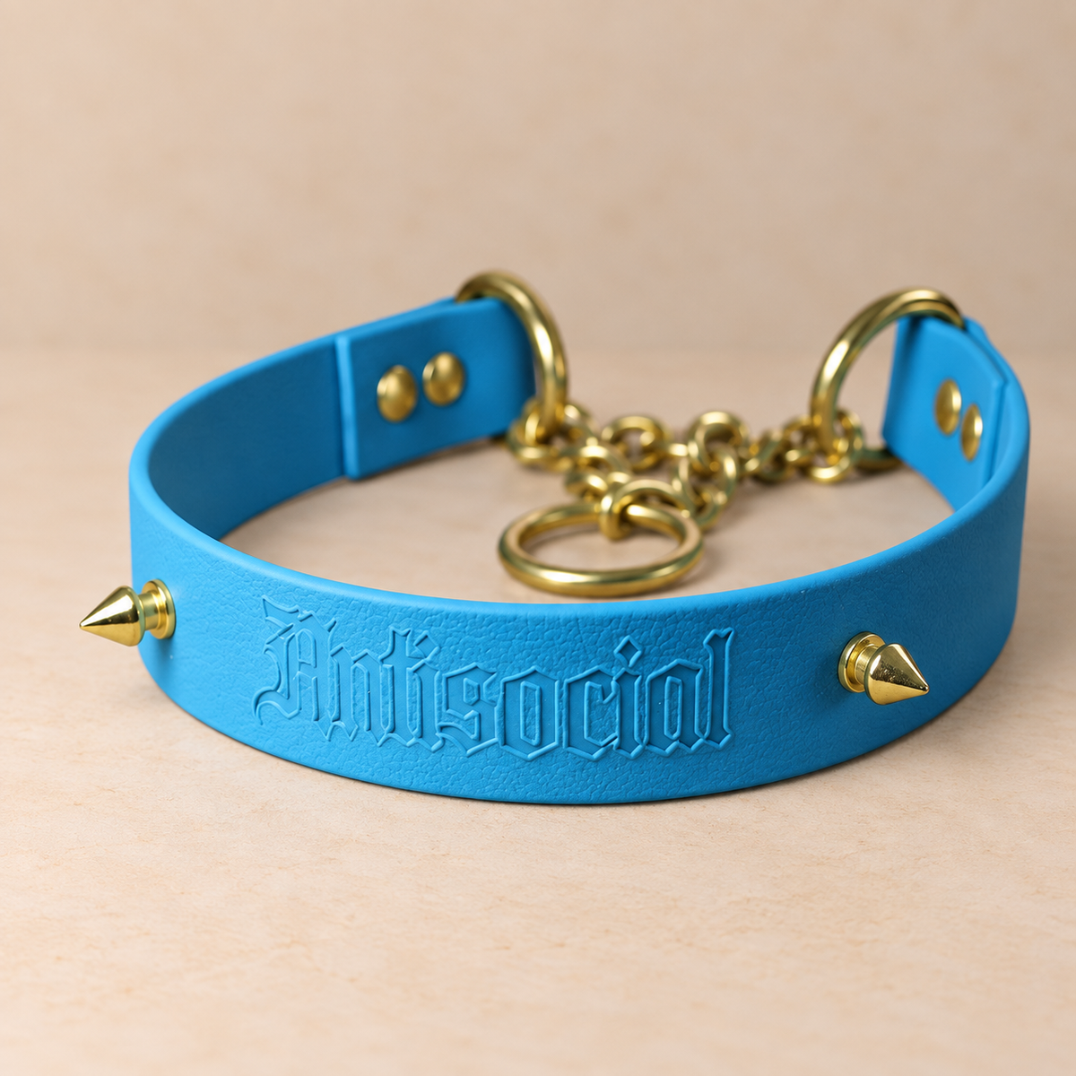 Attache Martingale Antisocial 25mm –  Collier pour chien en Biothane® – Bleu – 42 cm