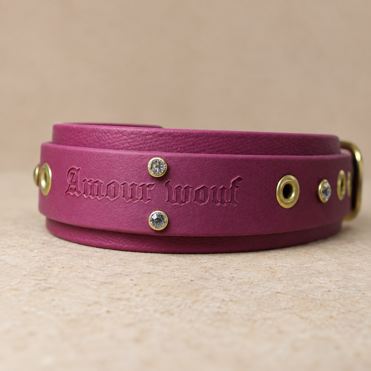 Amour Wouf – Collier pour chien en Biothane® – 38 mm – Bordeaux – M 35/45 cm