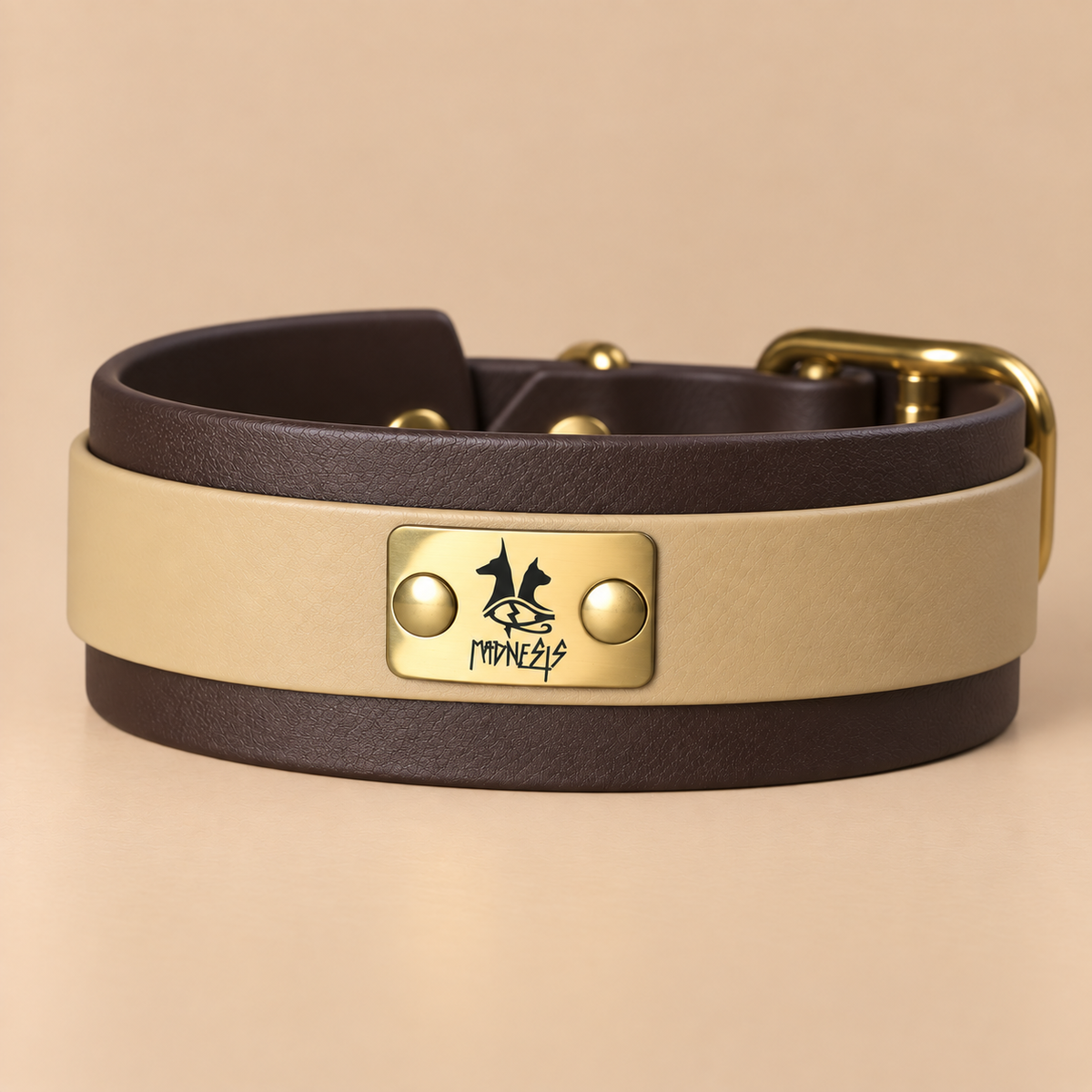 Talisman – Collier pour chien en Biothane® – 50 mm – Light Or & Marron foncé – L 45/55 cm