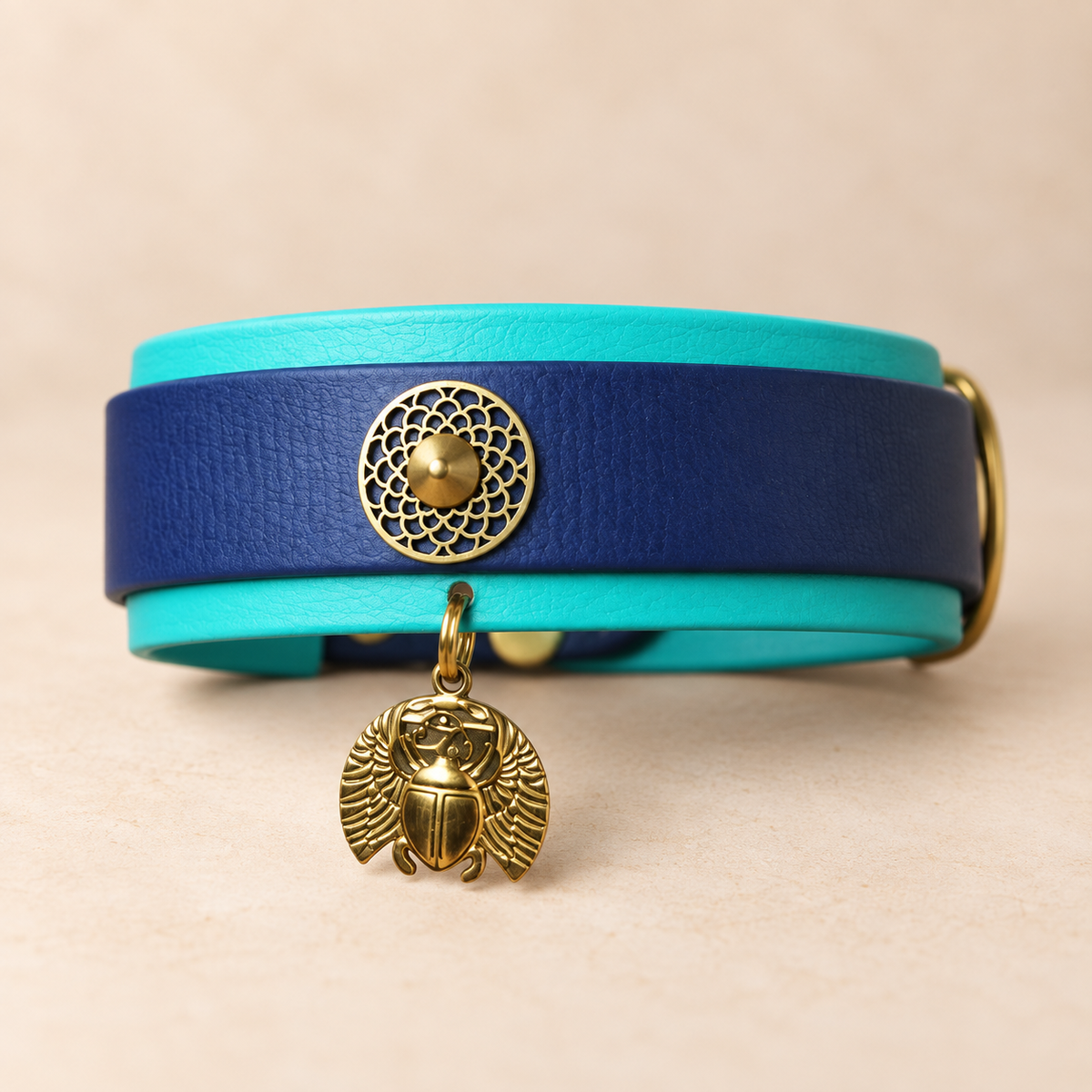 Medjini – Collier pour chien en Biothane® – Dark Blue & Bleu Lagon – M 35/45 cm