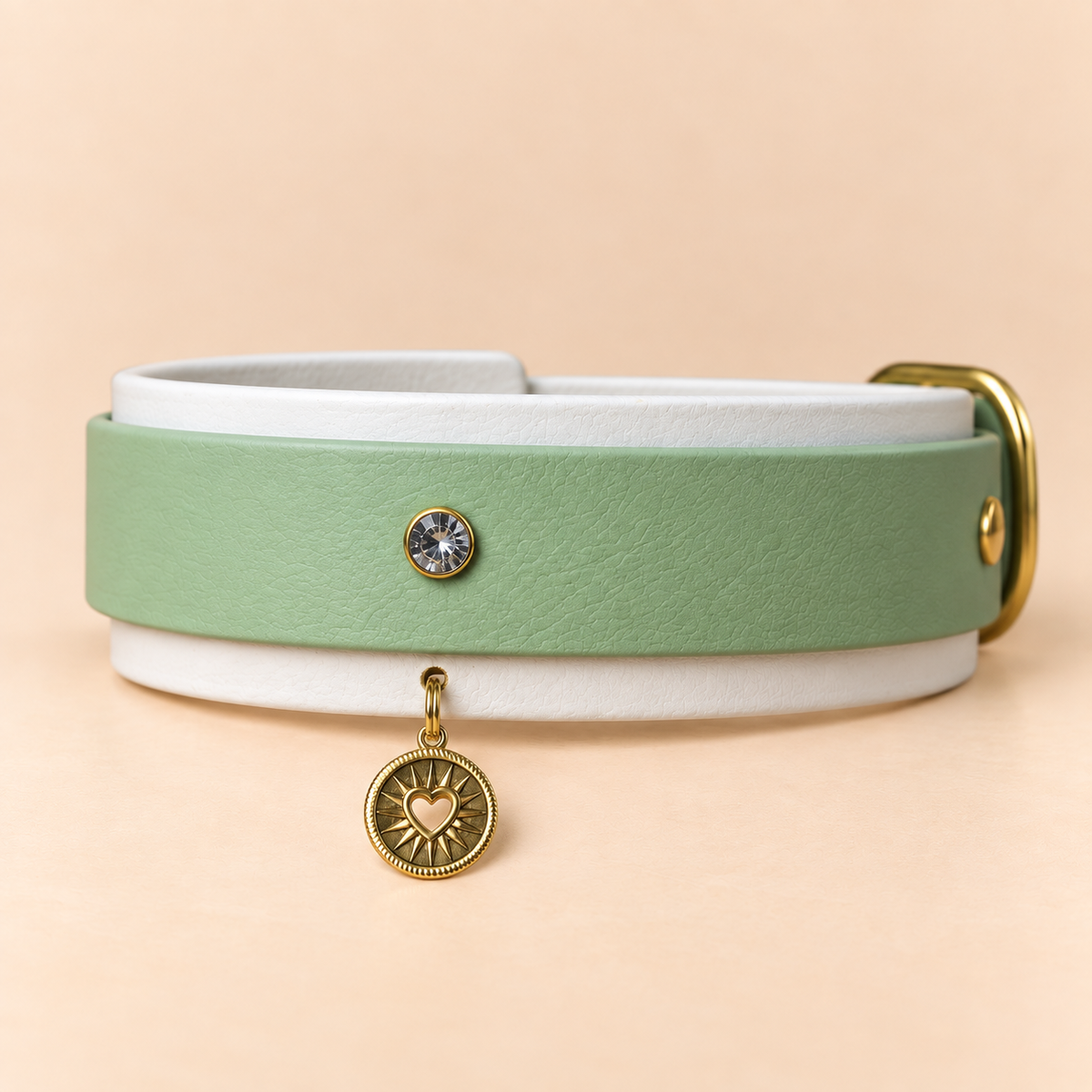 Gémini – Collier pour chien en Biothane® – 38 mm – Guacamole & Blanc – M 35/45 cm